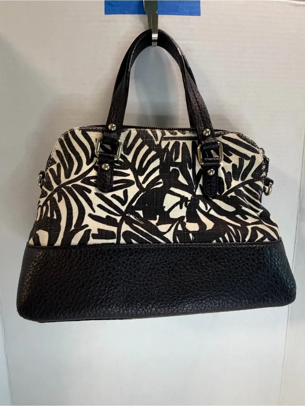 kate spade Black and Cream Botanical Print Satchel